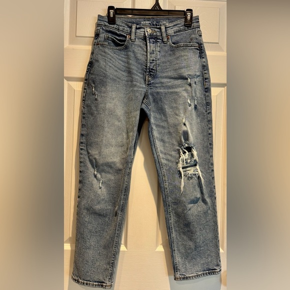 old navy extra high rise curvy sky hi straight denim jeans size 6 petite fall - Picture 1 of 8